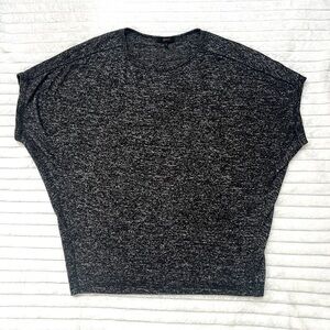 Quince Brushed Short Sleeve Lounge Tee Charcoal Gray Top Soft Slouchy size L